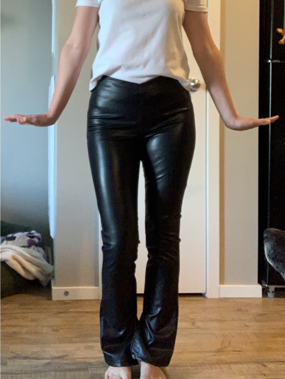 Divided Faux Leather Pants